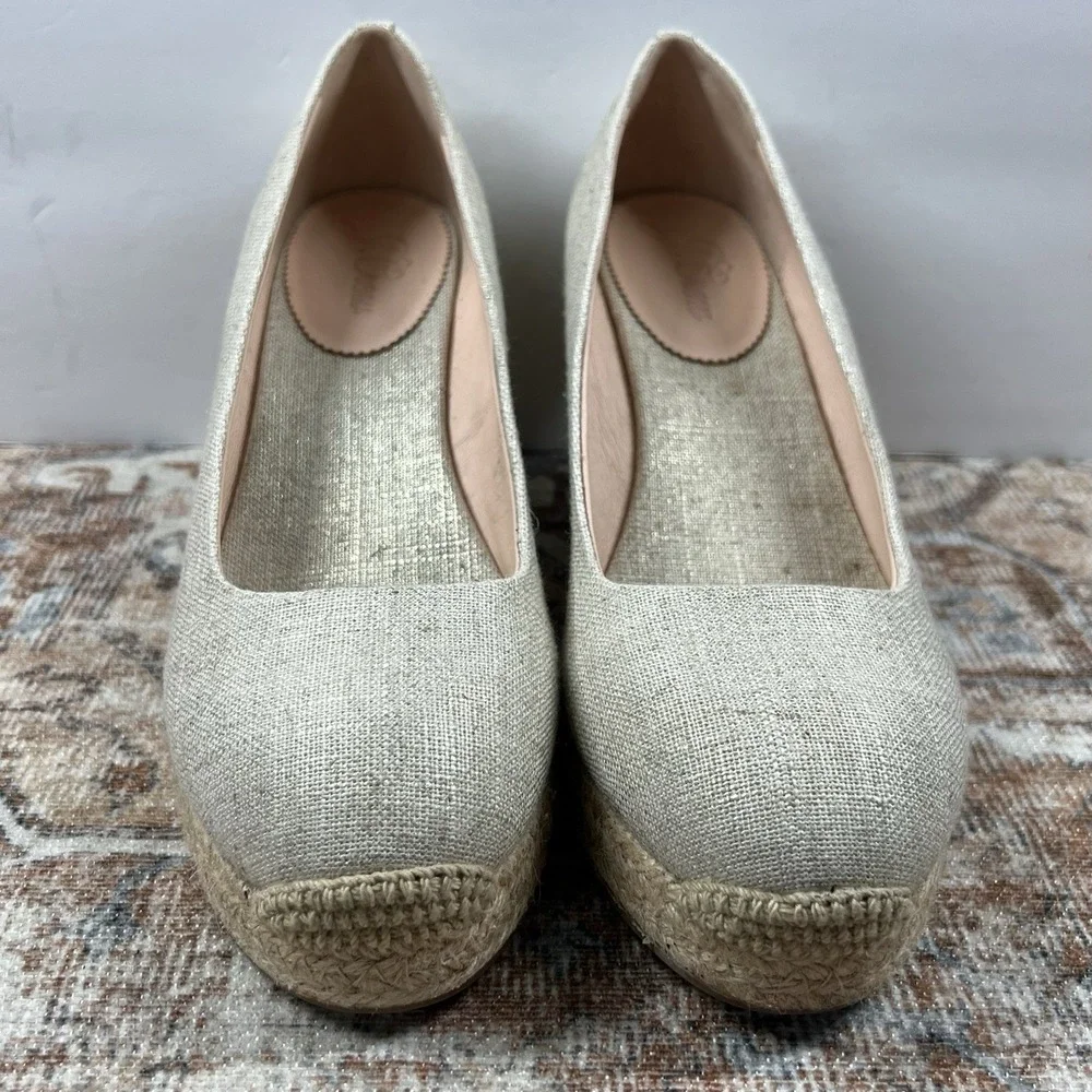 J Crew Shoes Womens 10 Beige Seville Espadrille Wedge Natural‎ Slip On Comfort